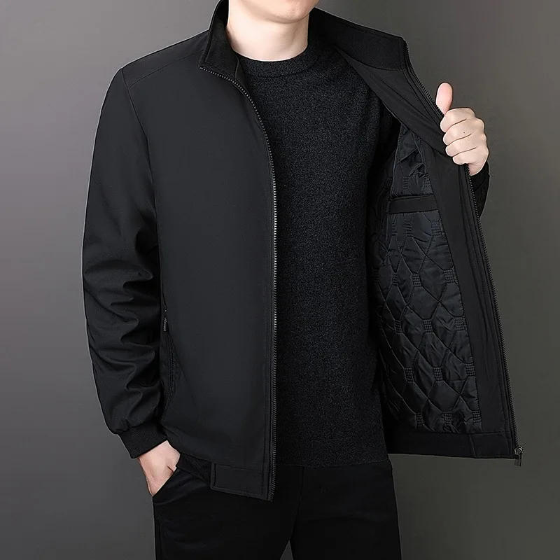 Chaqueta de invierno de marca para hombre, abrigos gruesos de felpa de Color sólido de otoño 2025, prendas de vestir cálidas con cuello levantado de talla grande para hombre, ropa 6Xl 8Xl