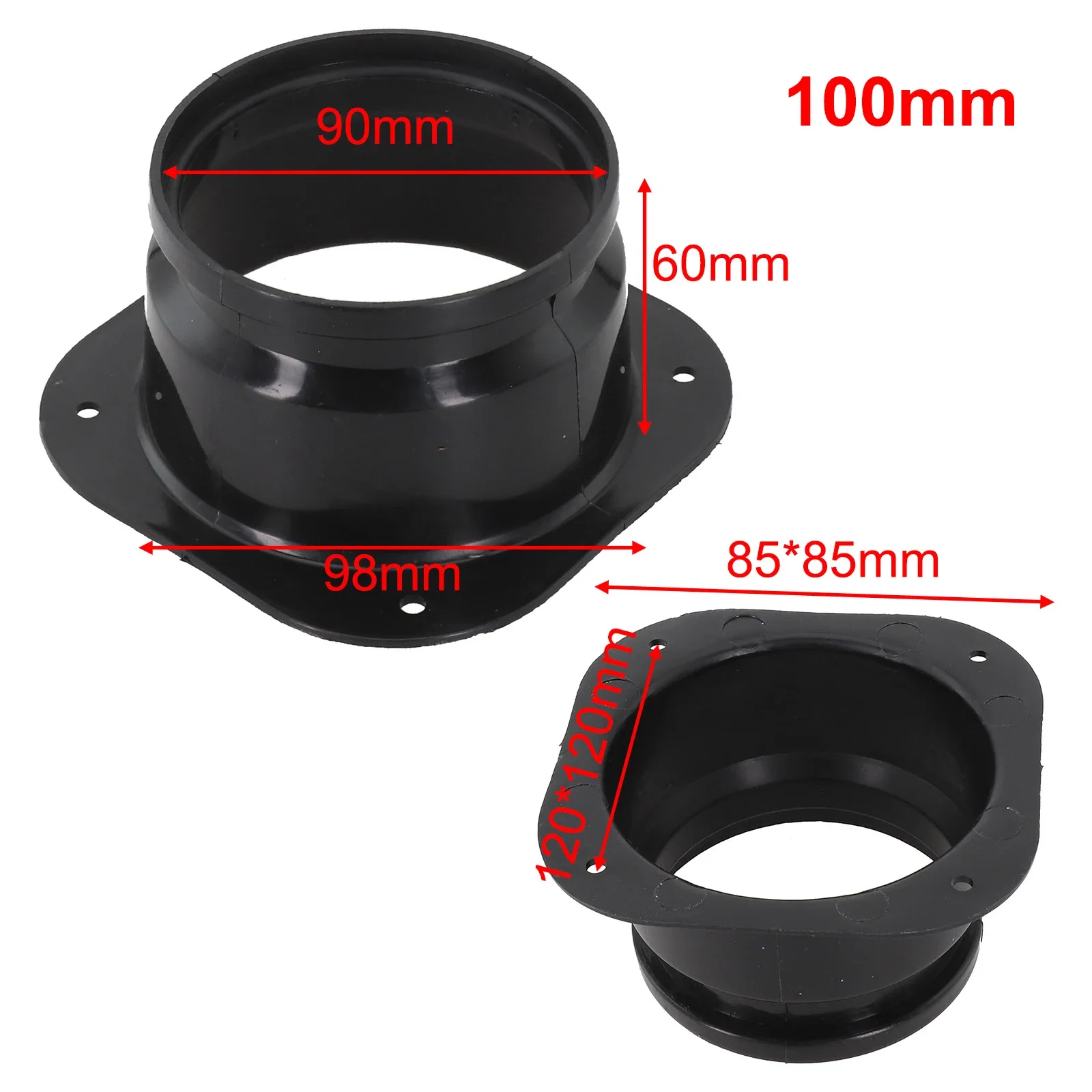 Adaptador de tubo de ventilação, conector de flange, tubo de ventilação, conexão de duto de ar, interface de flange quadrado para redondo, junta de tubo de escape