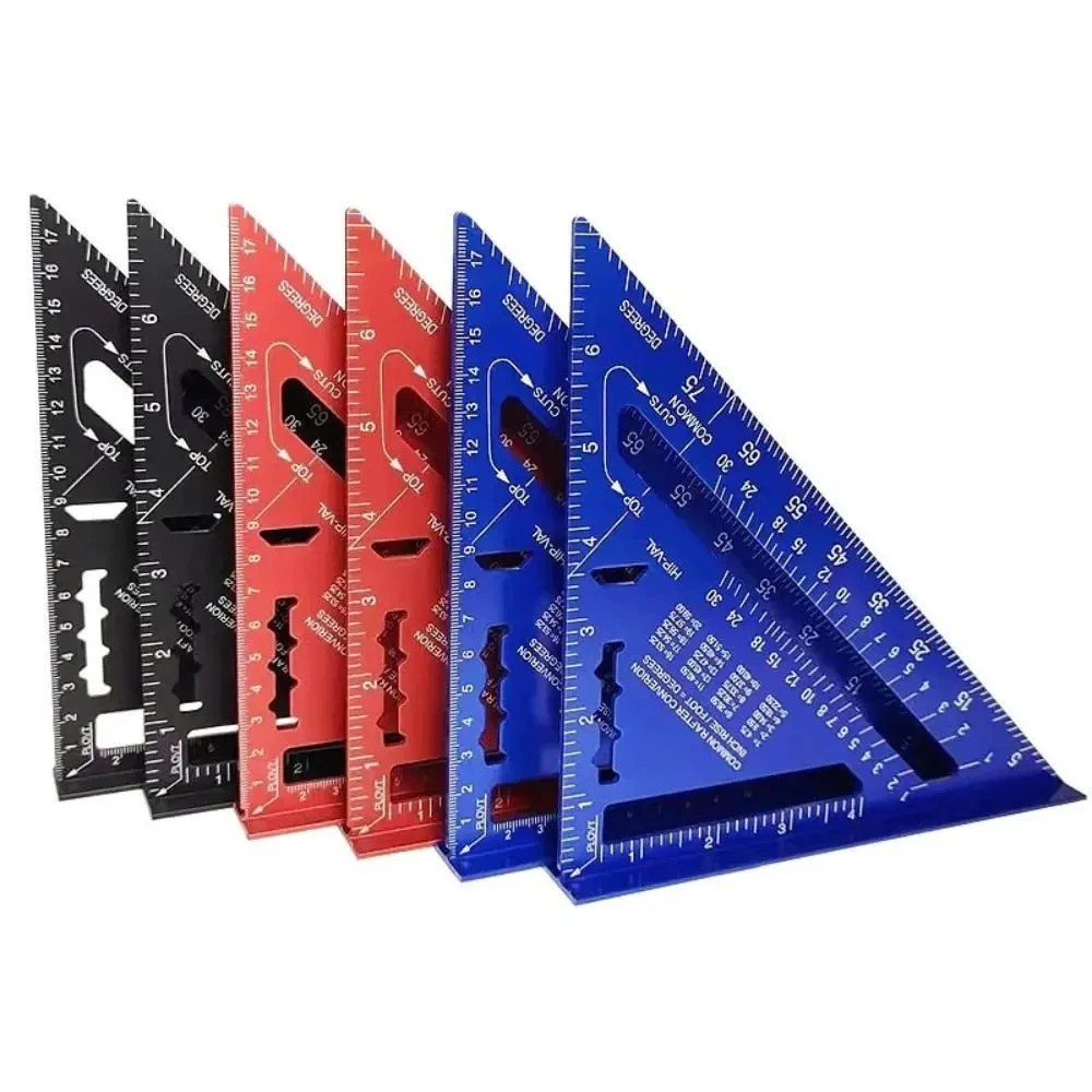 Nueva herramienta de medición de regla triangular de 7 pulgadas herramientas de carpintero de aleación de aluminio regla de ángulo métrico de pulgadas herramientas de carpintería cuadradas de velocidad