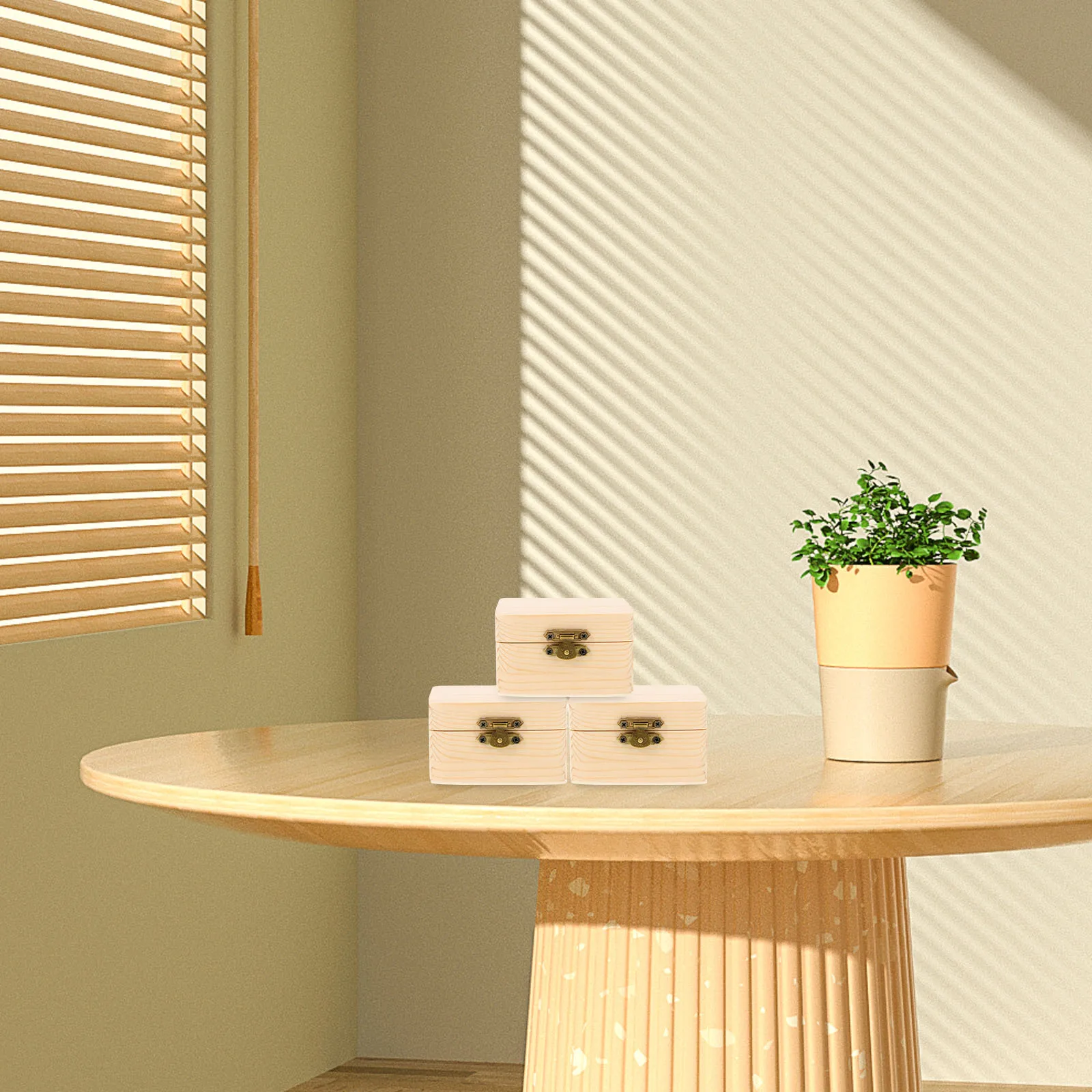 3 Buah Kotak Kayu DIY Kotak Kunci Kayu Yang Belum Selesai DIY Kotak Kayu Penyimpanan Ganizer Perhiasan Bahan Pinus