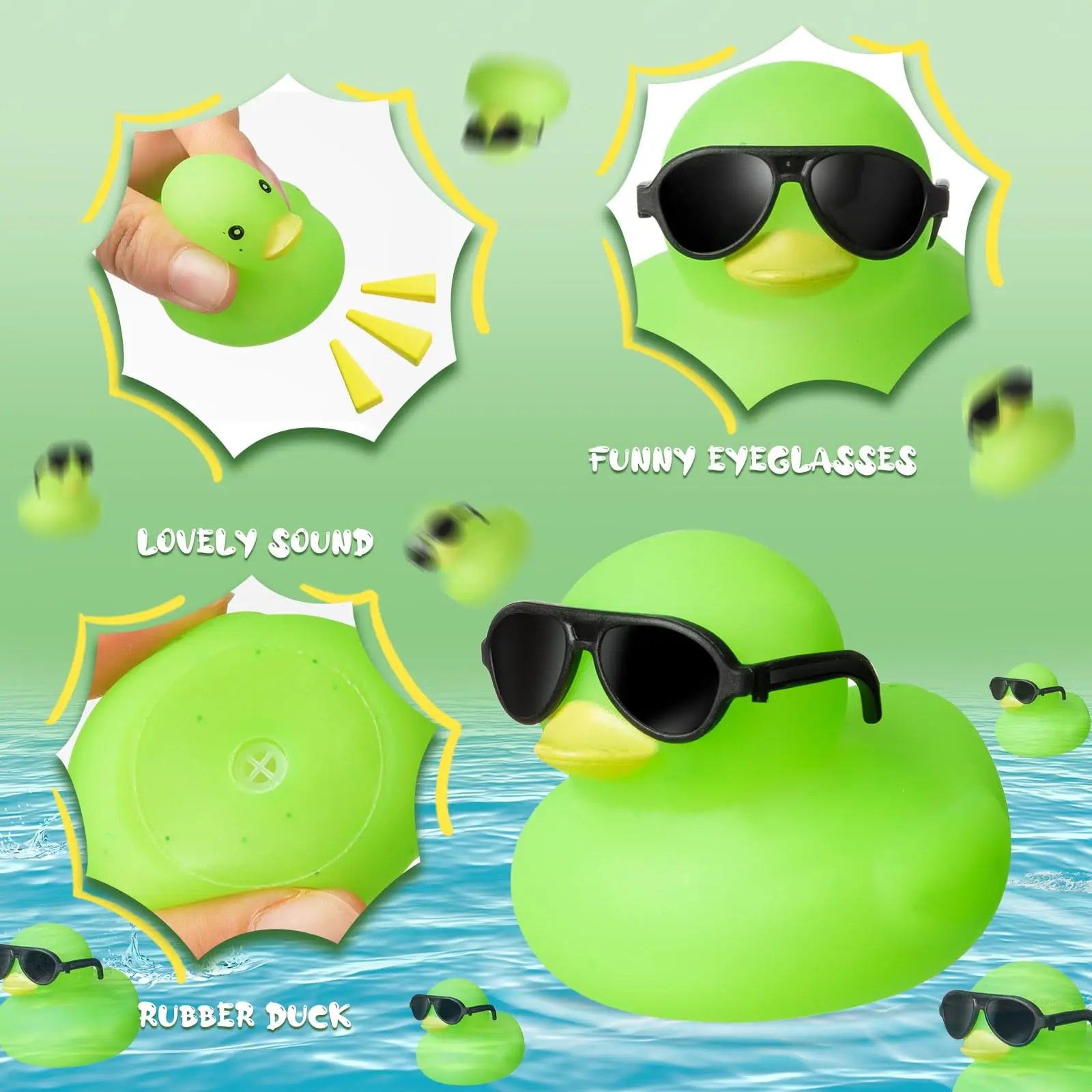 1-100 PC Mini เป็ดยางสีเขียวชุดจํานวนมาก FLOAT Squeak เป็ดเล็กๆเป็ดของเล่นสําหรับ PARTY วันเกิด