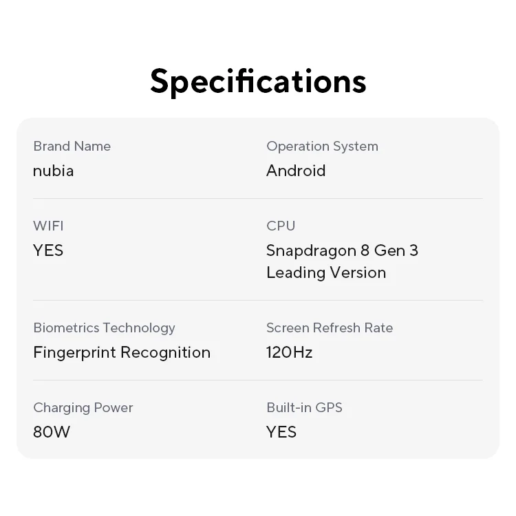 Globale Version Nubia Z60 Ultra Leading Version 6,8" Smartphone 5G Snapdragon 8 Gen3 NFC 6000mAh 80W Schnellladeakku NX721J