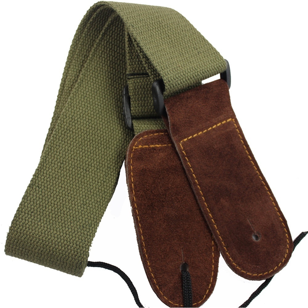 Correa de guitarra de algodón con cabeza de piel de vaca, guitarra eléctrica, guitarra folclórica, guitarra acústica, correa de guitarra Universal