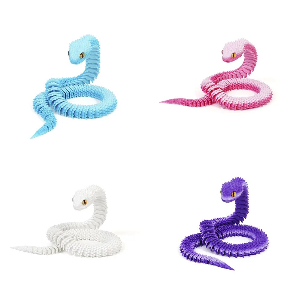 3D พิมพ์งูตกแต่งสีสัน 3D พิมพ์สัตว์สร้างสรรค์ของเล่นอุปกรณ์เสริมตกแต่งห้องเครื่องประดับตาราง 3 ขนาด
