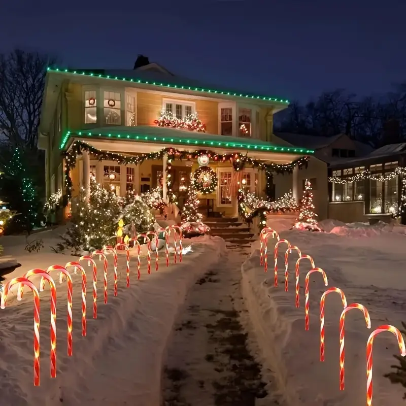 5 uds. Luces navideñas de bastón de caramelo para camino, lámpara marcadora de entrada de Navidad para jardín al aire libre, decoración para el hogar, jardín, Patio, piscina