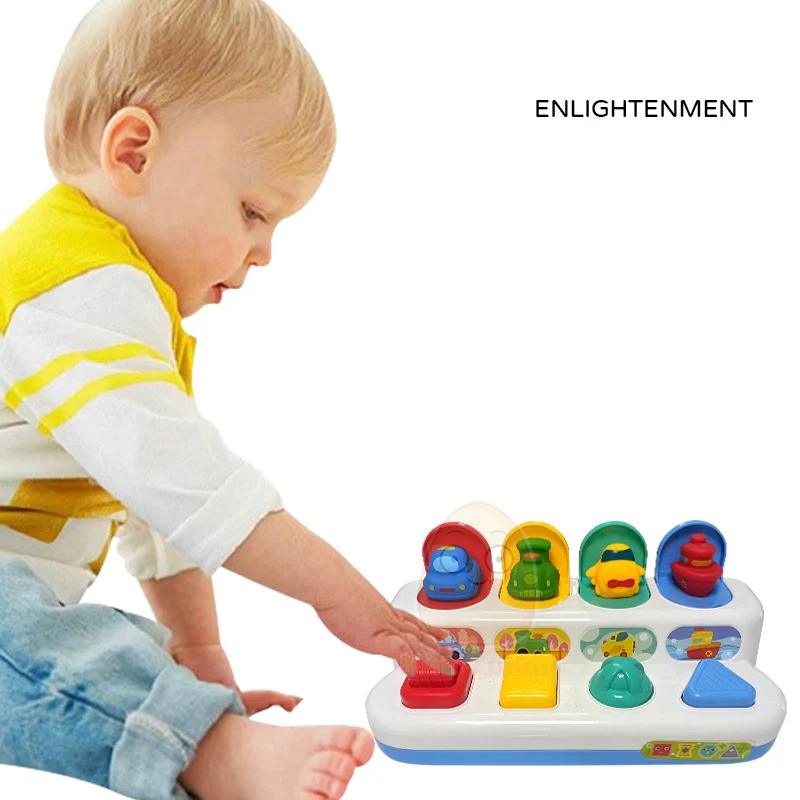 เด็ก Pop Up ของเล่น Montessori Fine Motor Skill การฝึกอบรมกดดึงคลิกสัตว์รถปุ่มของเล่นเพื่อการศึกษาสําหรับ 13 24 เดือนทารก