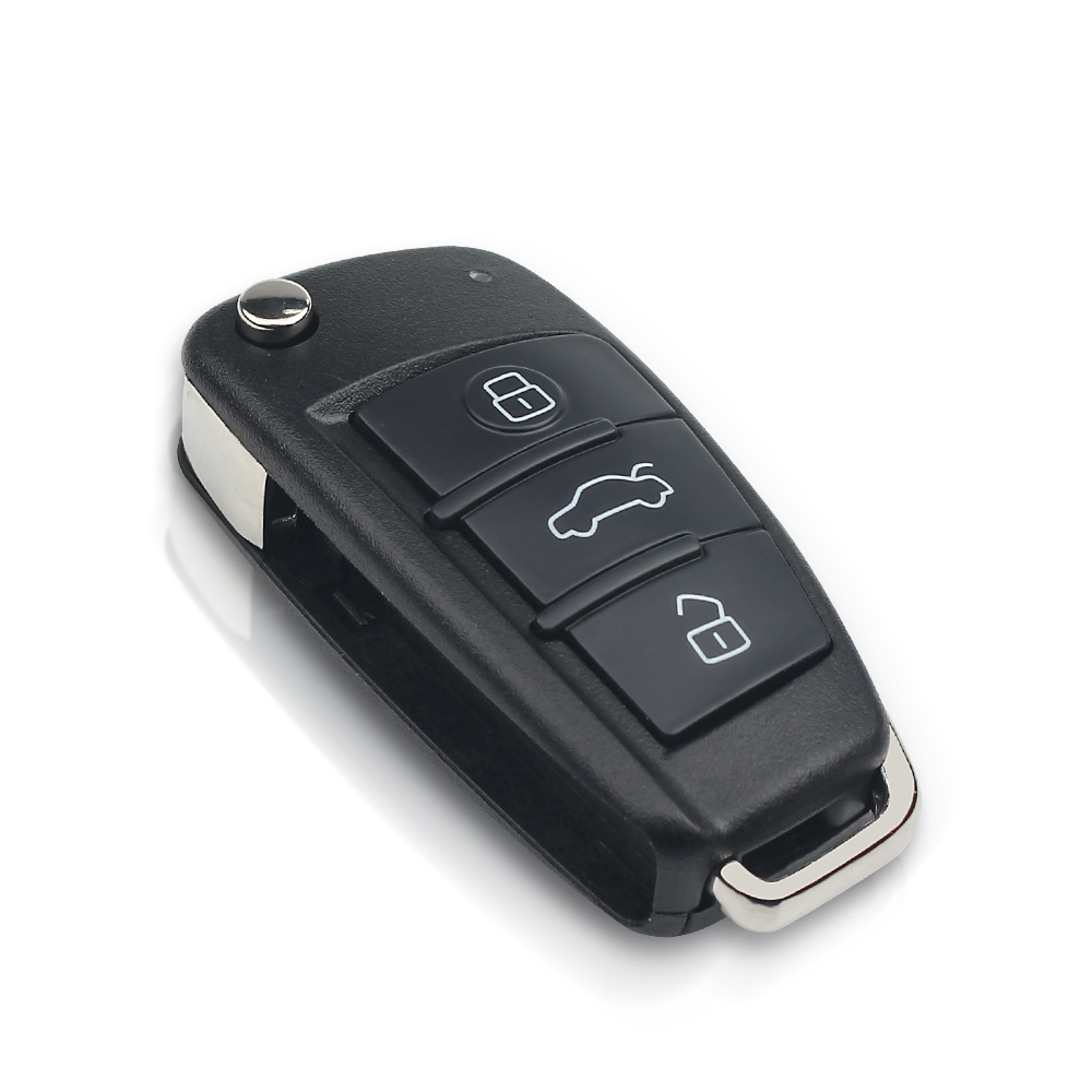 KEYYOU Replacement Folding Flip Remote Car Key Shell Case 3 Button Case For AUDI No Blade