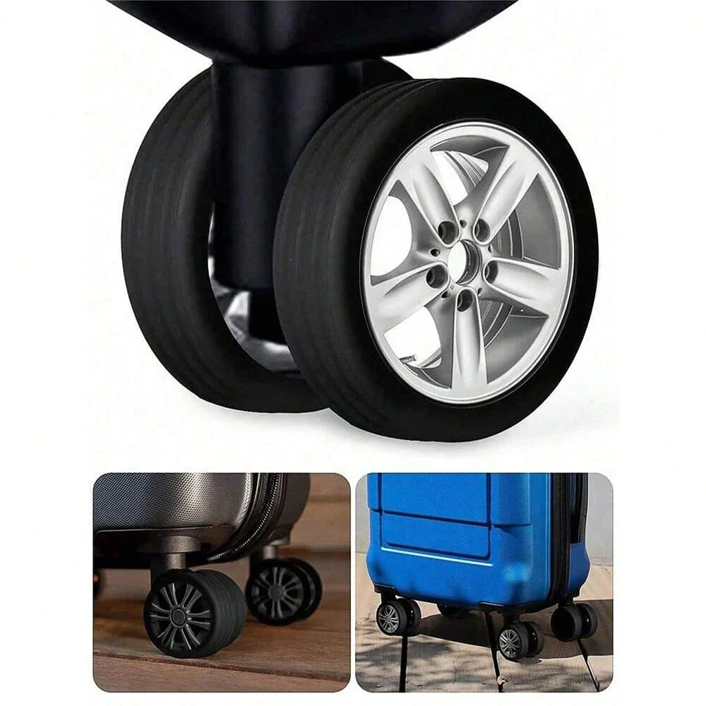 8 ピース/セットシリコン荷物ホイールプロテクターサイレントサウンドホイール摩耗を軽減スーツケースホイール保護カバー-mw
