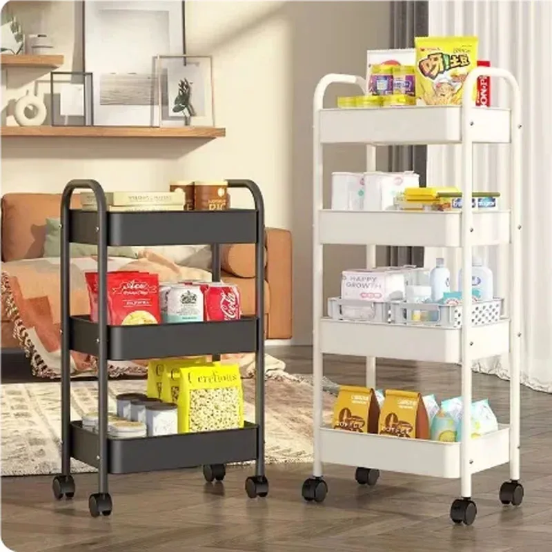 Scaffale portaoggetti per carrello piccolo multistrato per uso domestico, da pavimento al pavimento, da cucina, per camera da letto, per bagno, con ruote