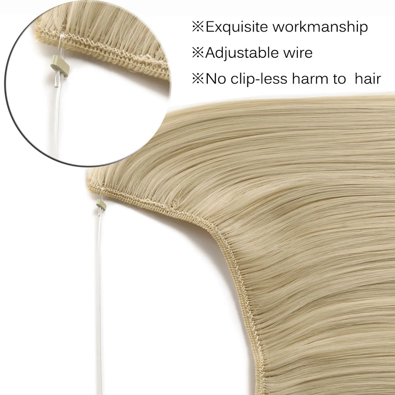 Extensión de cabello Invisible sintético de 24 pulgadas, postizo falso de línea de pescado, accesorio para el cabello negro y marrón para mujer