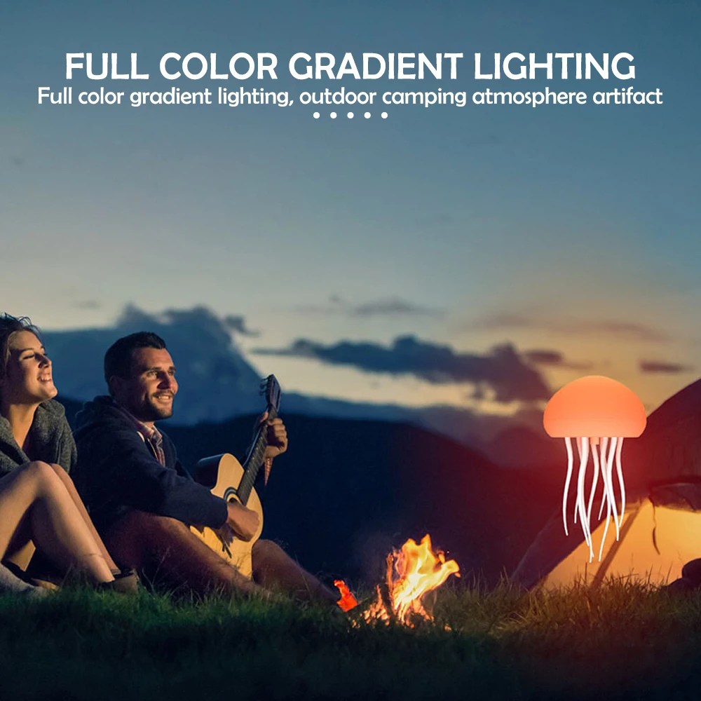 Novidade rgb medusa luz noturna sensor de toque mudança de cor recarregável lâmpada de mesa fofa para quartos sala de estar