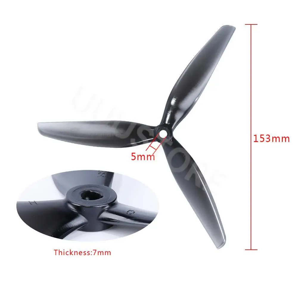 4PCS HQProp 7X4X3 7040 7 zoll 3 klinge/tri-blatt Propeller Hellgrau (2CW + 2CCW) Polycarbonat für FPV RC Drone