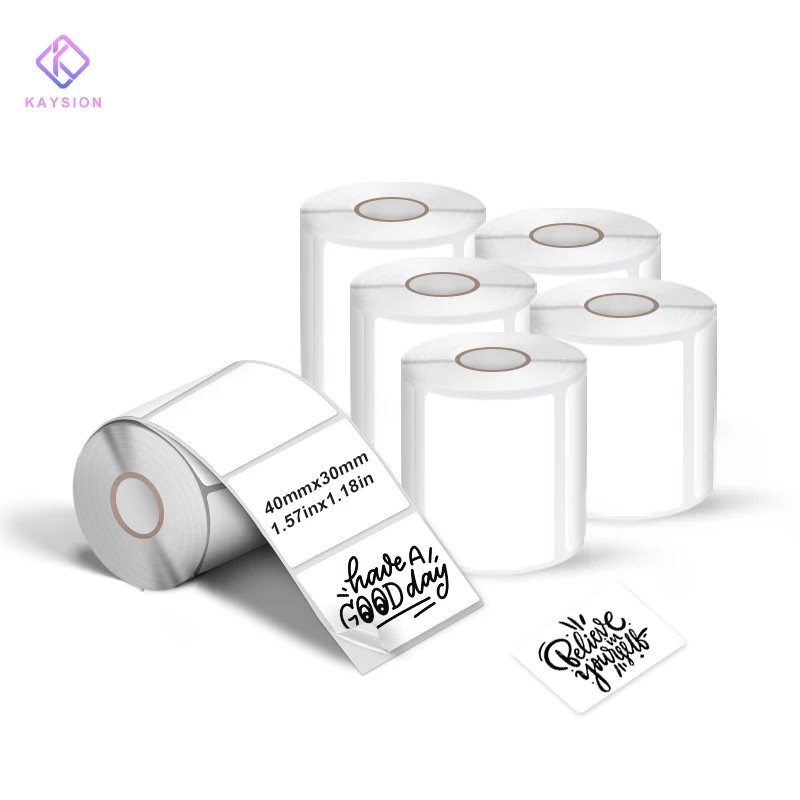 6 rouleaux/ensemble étiquettes autocollantes thermiques papier 40X30mm vêtements marchandise prix étiquette alimentaire étiquettes auto-adhésives 230 pièces/rouleau