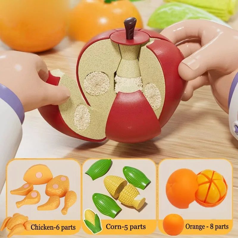 Juguetes de aprendizaje, juguetes de comida para niños pequeños, cortar comida para actividades preescolares, juego de simulación, accesorios de cocina para niños, día