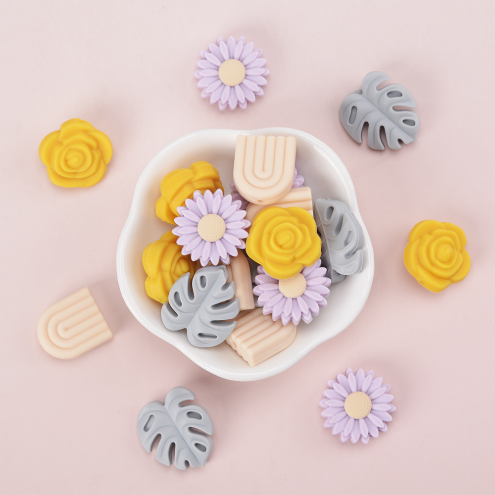 LOFCA 22mm Gänseblümchen Blumen Lose Silikon Sicher Rose Schmuck Schatz Zahnen Perlen DIY Kautable Farbe baby zahnen BPA-frei