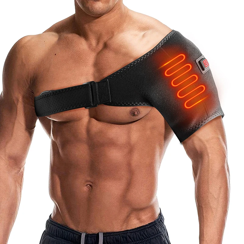 Heated Shoulder Brace Adjustable Heating Shoulder Pad Unisex Heat Therapy Shoulder Massager Wrap for Frozen Shoulder Pain Relief