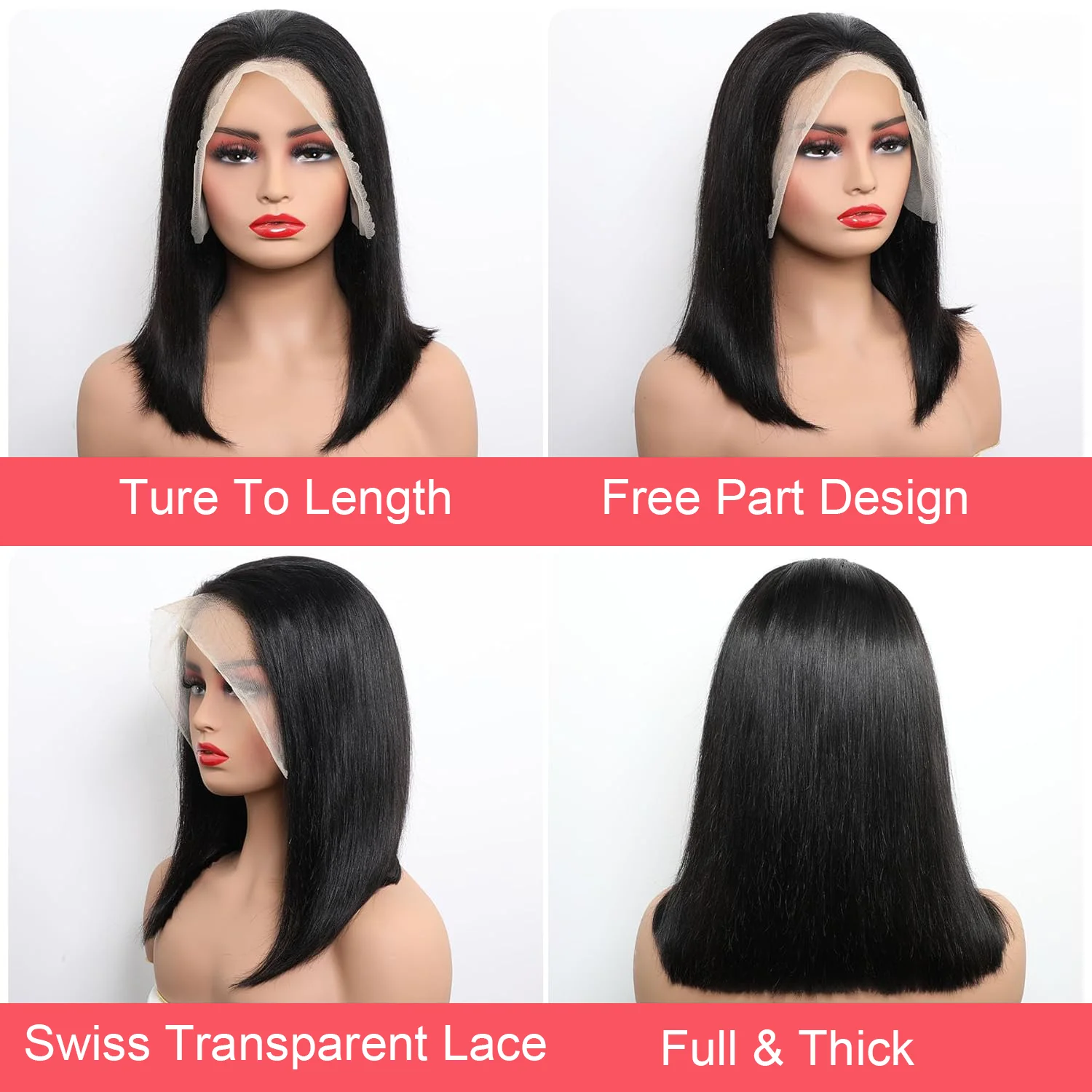 Bob peruca de cabelo humano 13x4 peruca dianteira do laço 180% densidade curto em linha reta frontal bob peruca renda transparente pré arrancado com cabelo do bebê