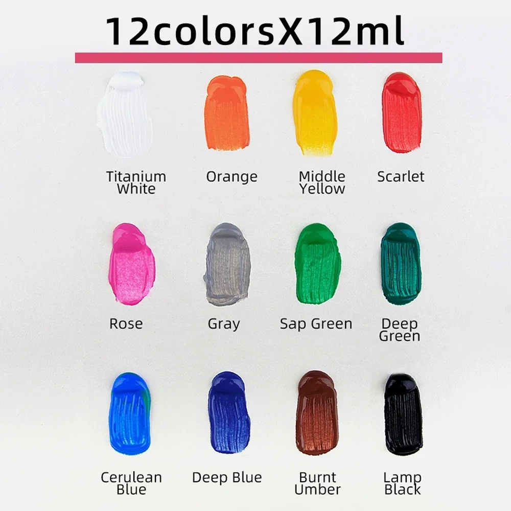 9mL, 학생 미술용 아크릴 안료, 낙서 그림, DIY 안료, 손으로 그린 ​​벽, 12가지 색상, 도매