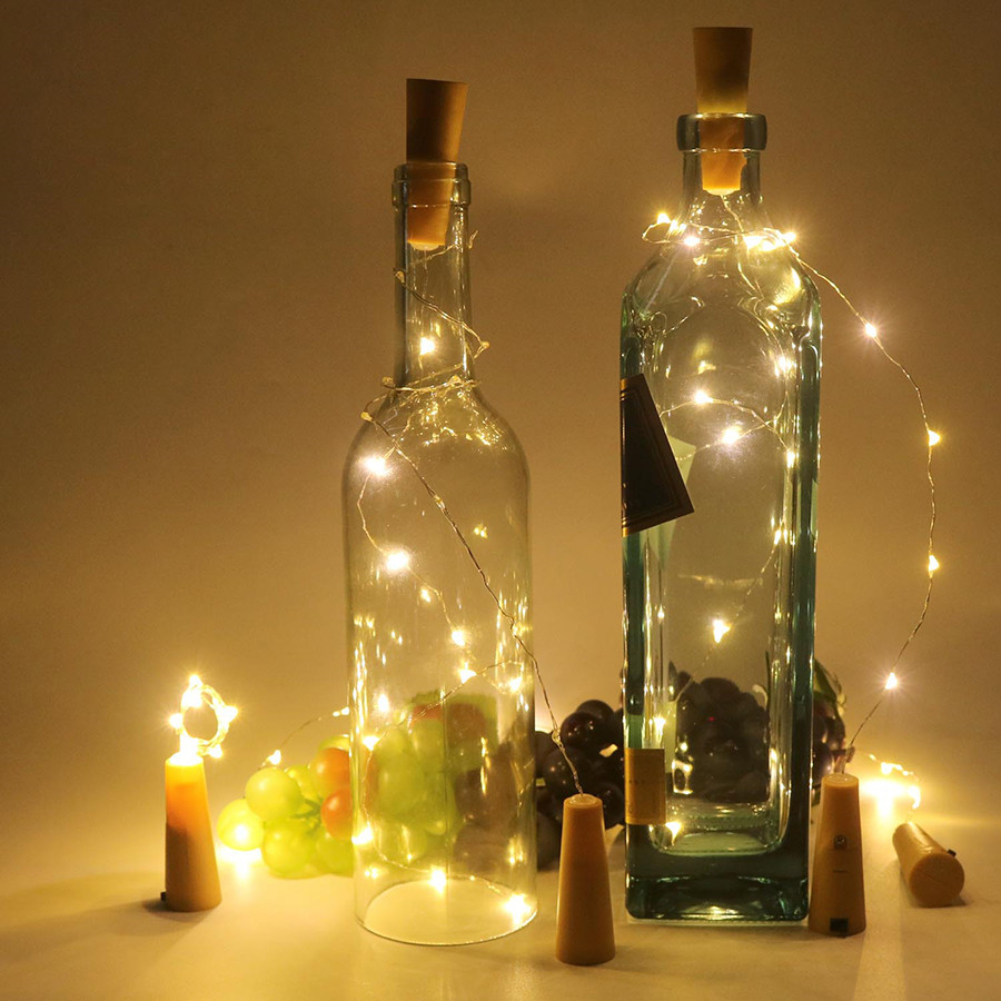 10 stücke 2M Kork Stopper Wein Flasche Fee Licht Kupfer Draht LED Weihnachten String Licht Urlaub Partei DIY Flasche kork Licht Girlande