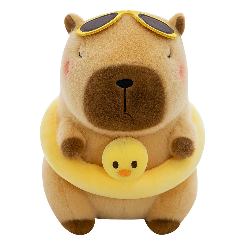 Gelbe Ente Schwimmring Capybara Plüschtier Niedliche Simulation Beachwear Capibara Kawaii Stofftier Kapibala Geburtstag Reisegeschenke