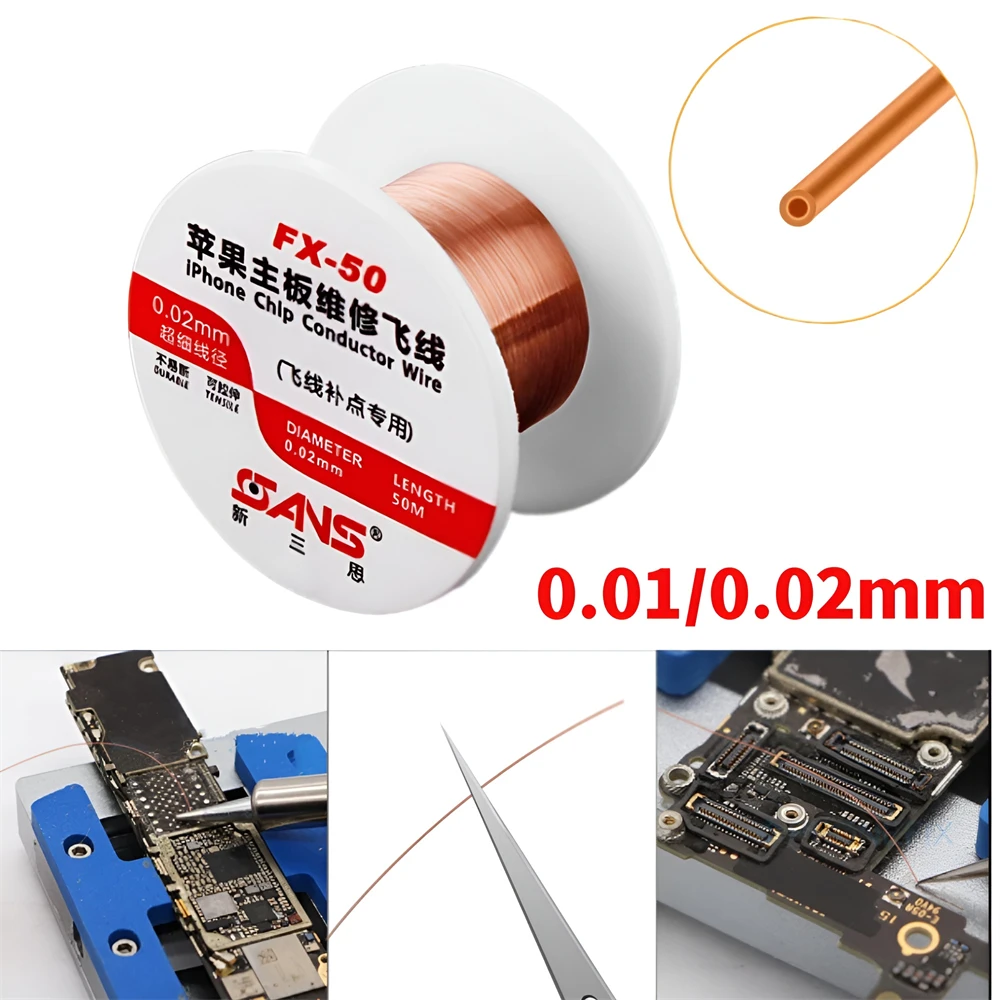 Geïsoleerde Koperen Link Draad 0.01mm 0.02mm Mobiele Telefoon PCB Reparatie Jumper Draad voor IPhone Moederbord PCB Lassen reparatie Tools