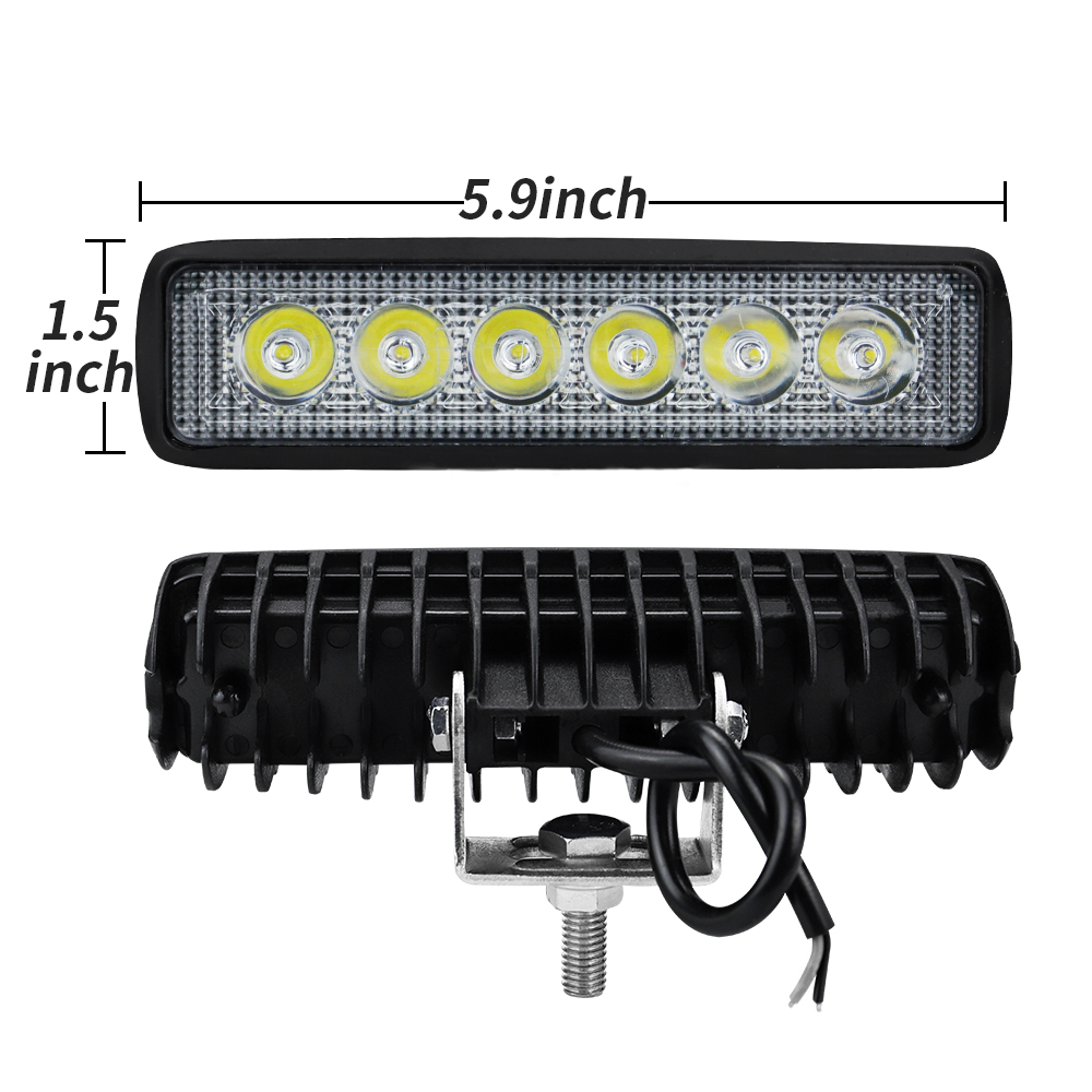 2 Pcs รถ LED Light Bar 12V 18W 6500K Super Bright Work Light IP67 จุดกันน้ําสีขาว Off Road head light ขับรถ