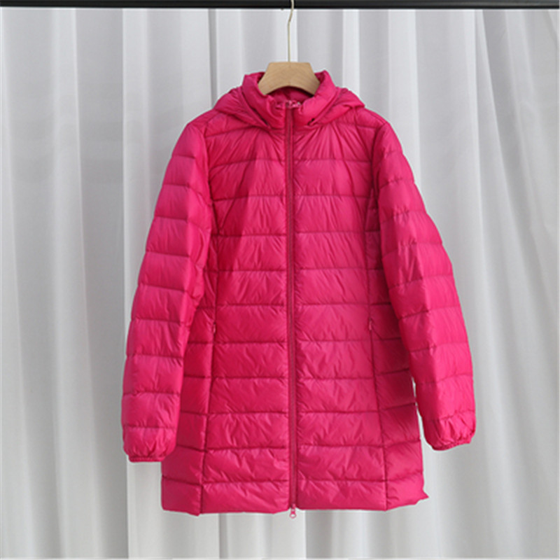 Hoed Afneembare donsjas met capuchon Winter Dames Lichte dunne witte eend Donsjack Parka's Dames Lang Warm Big Size Puffer Outwears