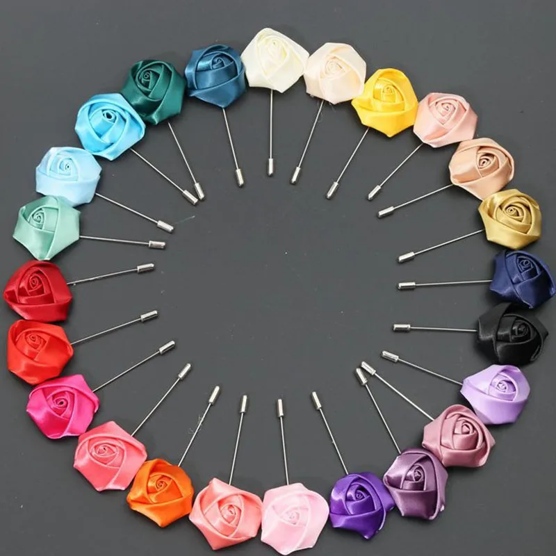Männer Boutonnieres für Hochzeit Bräutigam Corsage Anstecknadeln Band Rosen Blume Mensuit Knopfloch Brosche Ehe Zubehör
