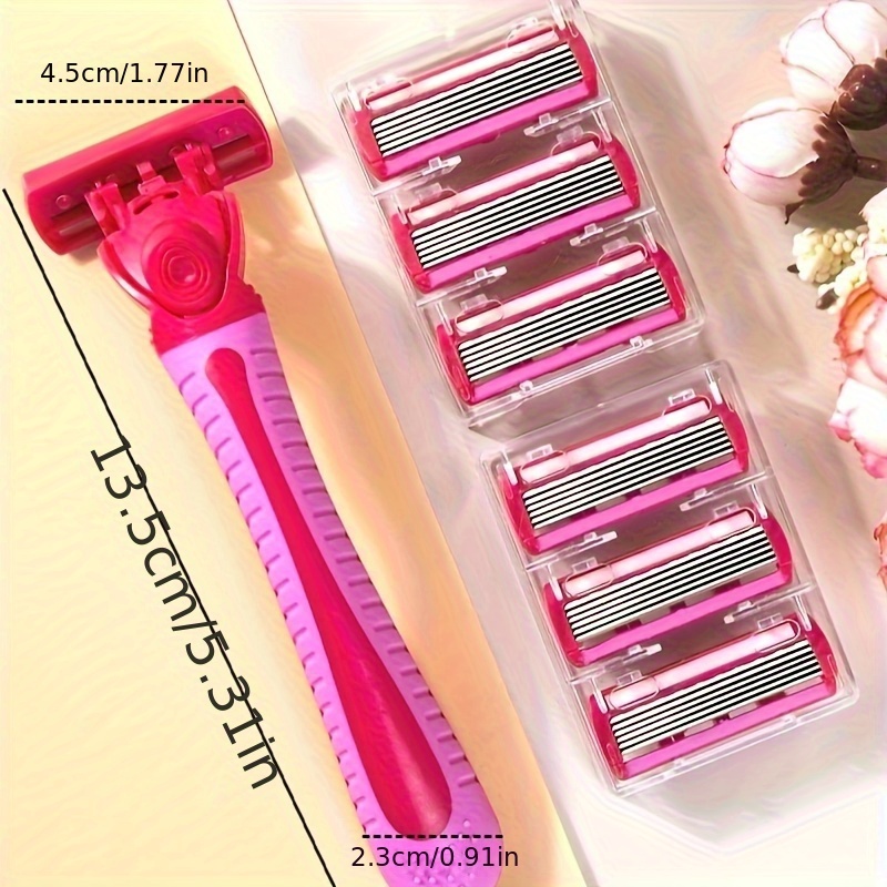 6-Layer Razor Head Manual Shaver , Stainless Steel Classic 6 Edge Blade Razor Safety Shaving Beard Moustache