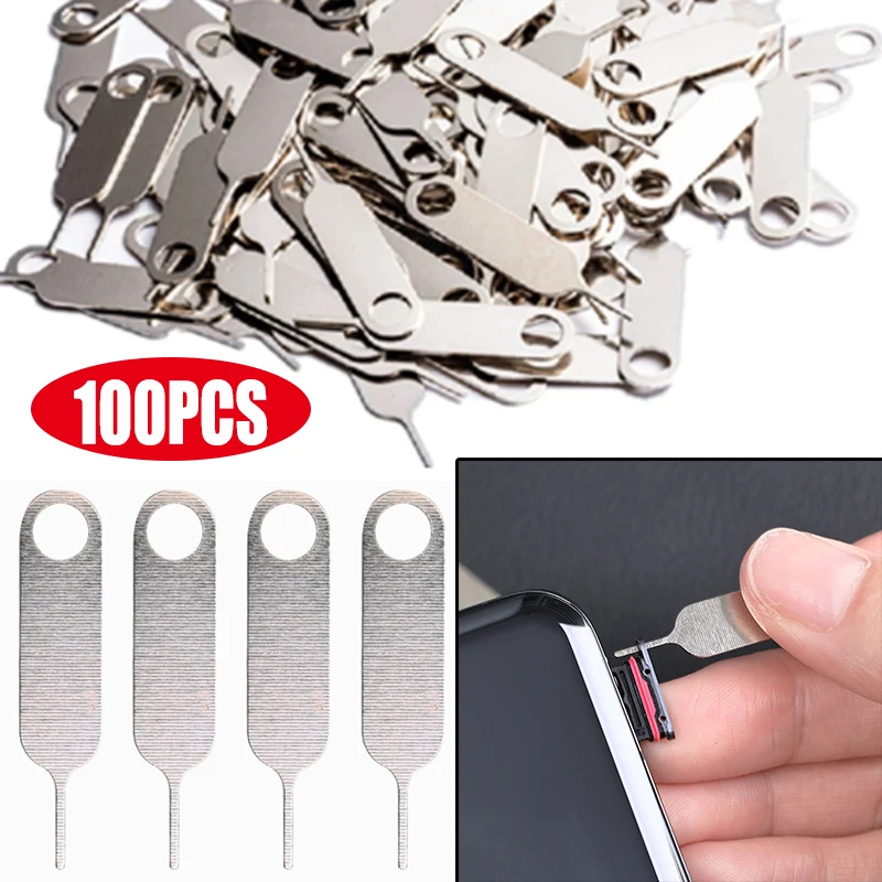 Bandeja de tarjeta Sim de expulsión Universal, herramienta clave de aguja de Pin abierto para iPhone 14, Samsung, Xiaomi, teléfonos móviles, accesorios de tarjetas Sim, 100-1 Uds.