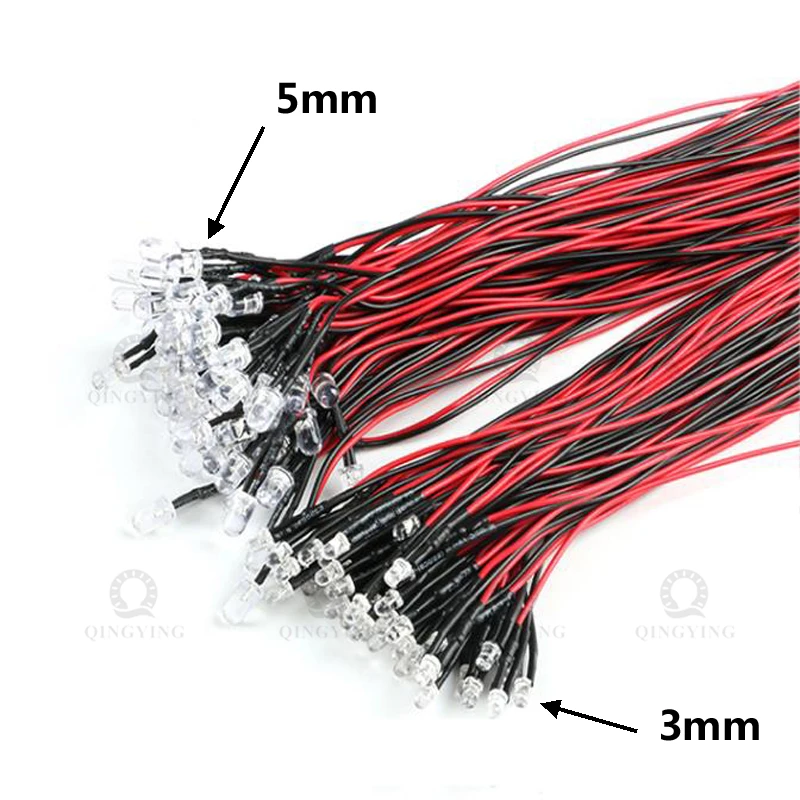 20 pz 3 V 5 V 12 V 24 V 3mm 5mm LED Rosso/Verde/Blu/Giallo/UV/Arancio/Rosa/Caldo/Bianco/Blu ghiaccio/RGB Diodi emettitori di luce precablati