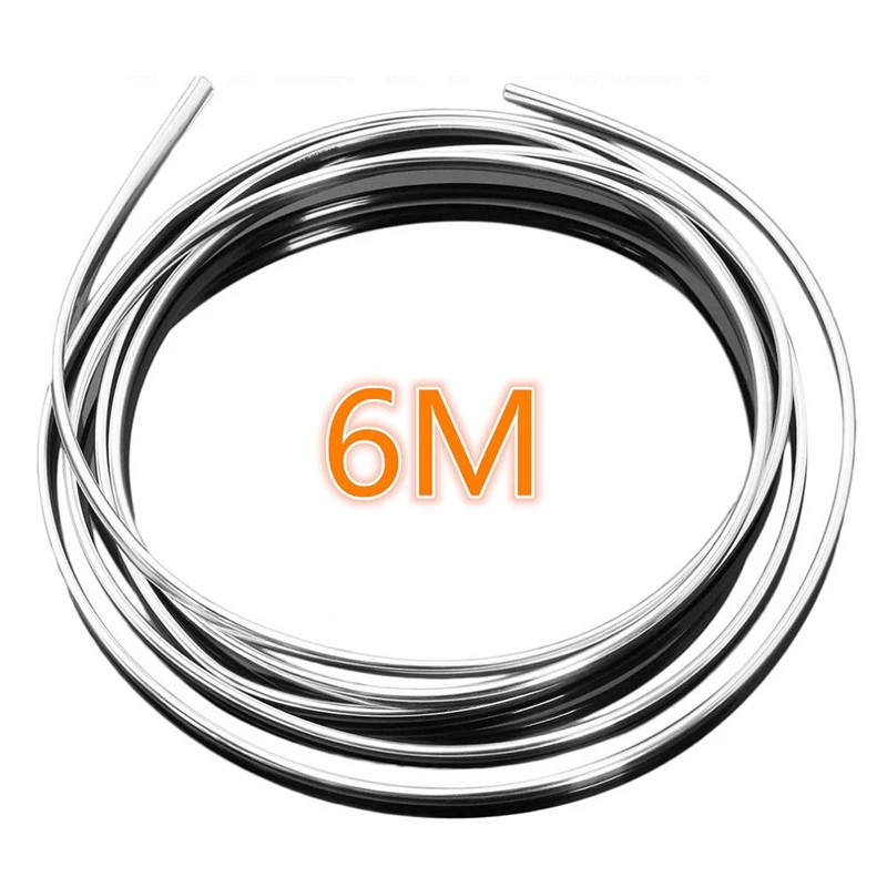 Car Porta Edge Scratch Protector, DIY Prata Moldagem Trim Tiras, Chrome Trim Strip, Scratch Guard, 4 m, 6m