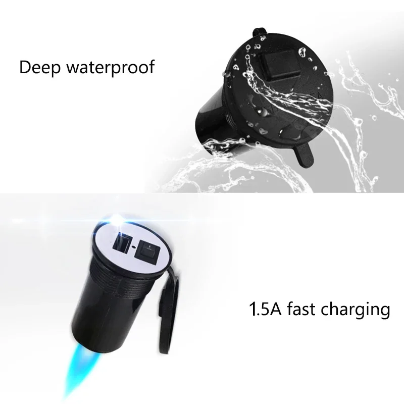 Waterproof Motorcycle Handlebar USB Charger 12V 5V-1.5A Moto Adapter Power Supply Socket For Phone Mobile Motorbike Accessories