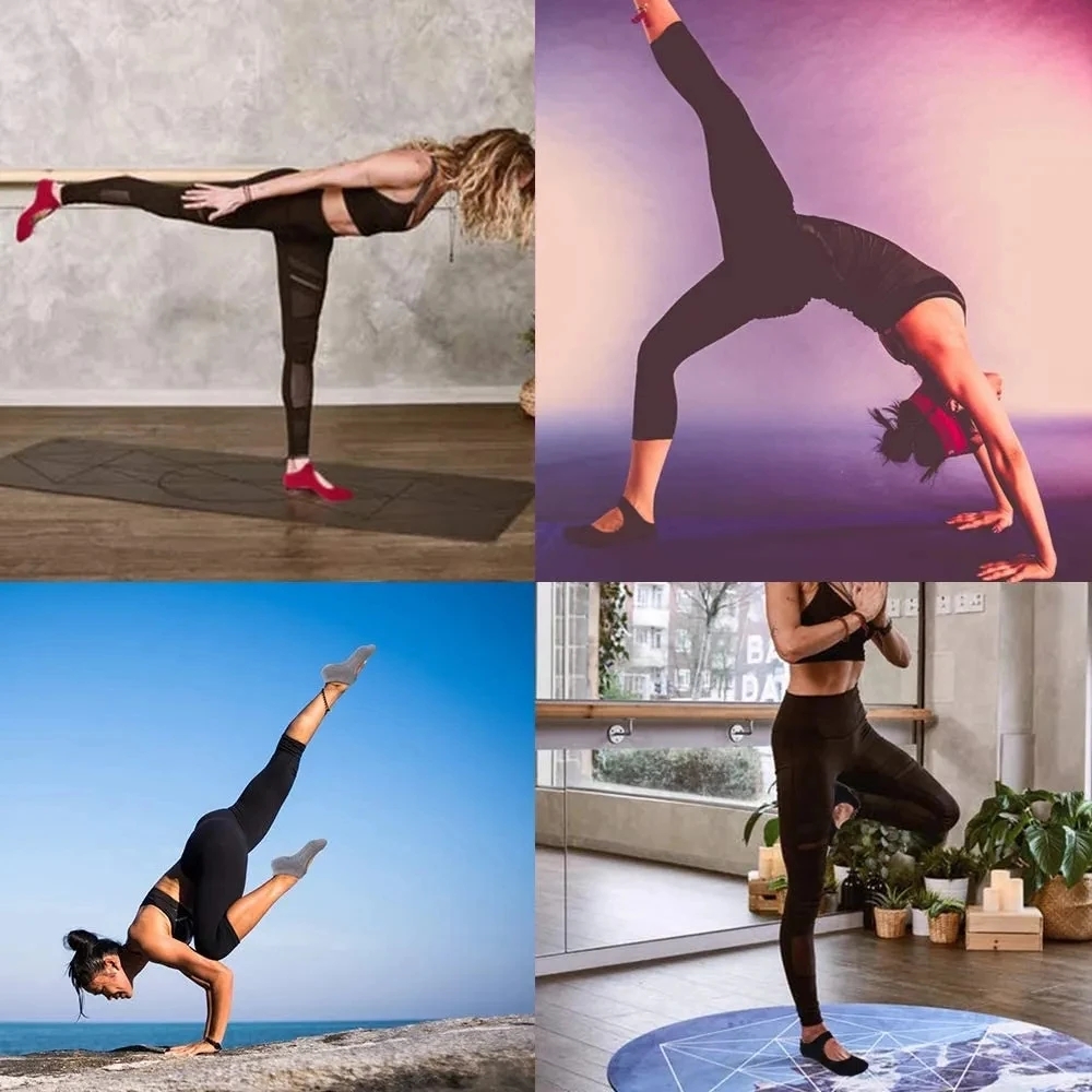 Calcetines de Yoga antideslizantes profesionales para mujer, medias deportivas transpirables para Pilates, Protector de talón de Ballet de algodón, calcetines de baile, zapatillas
