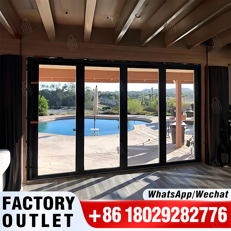 Puertas plegables corredizas de vidrio de aluminio Eloyd, superficie terminada para proyectos arquitectónicos residenciales comerciales