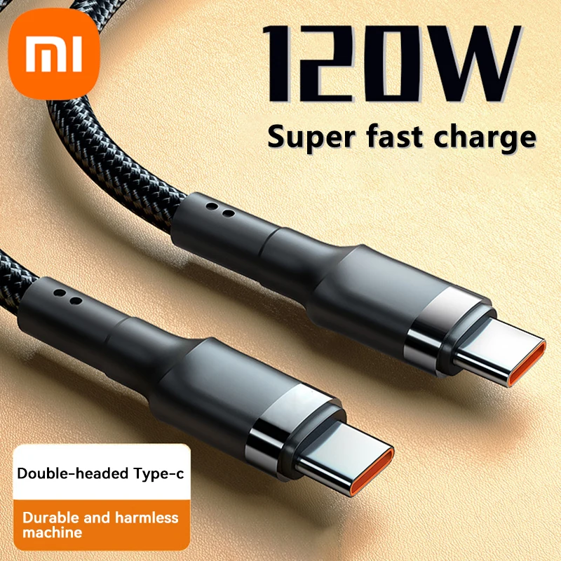 Xiaomi PD 120W Cable de datos Dual tipo C Cable de datos USB C a C de carga súper rápida para Samsung Iphone 15 Pro Max Cable de cargador rápido