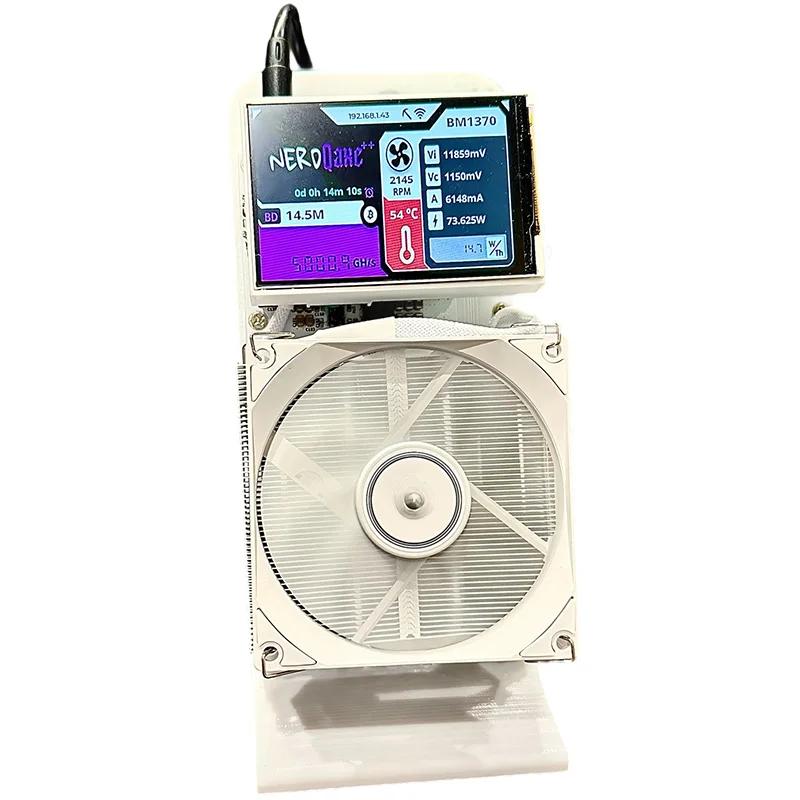 Bitaxe NerdQaxe++ 4.8TH/s BTC Solo miner pessoal blockchain criptomoeda miner Configure uma tela grande de 3,5 "e ventilador mudo