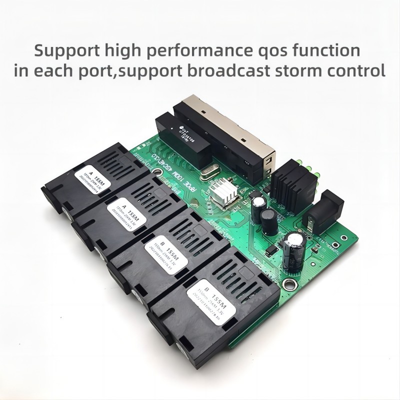 Conmutador de fibra Ethernet rápido POE inverso, salida 4F2E/4F4E, convertidor de medios ópticos de 12V, placa metro Ethernet SC PCBA, 10/100M