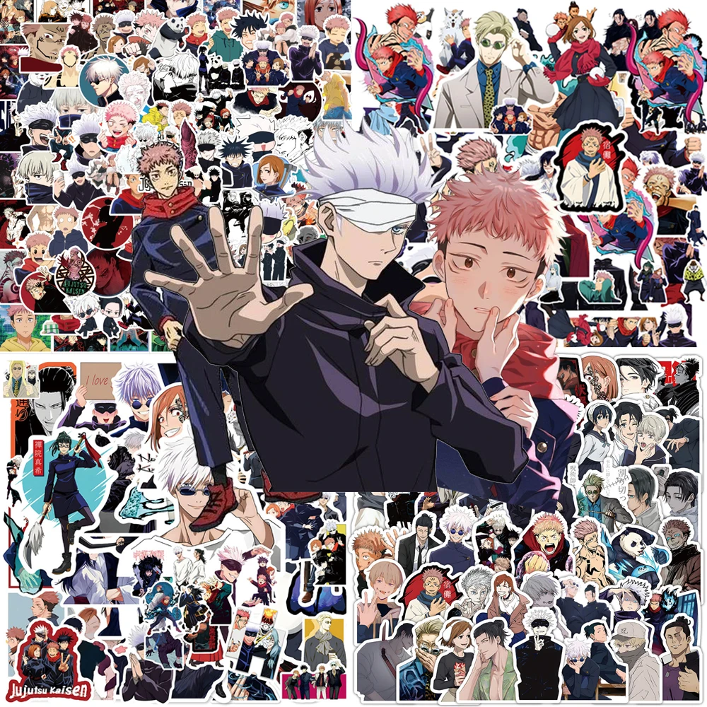 50/80/100 Uds Vintage Jujutsu Kaisen pegatinas de Anime para chico juguete DIY portátil monopatín coche Kawaii pegatina decorativa de dibujos animados