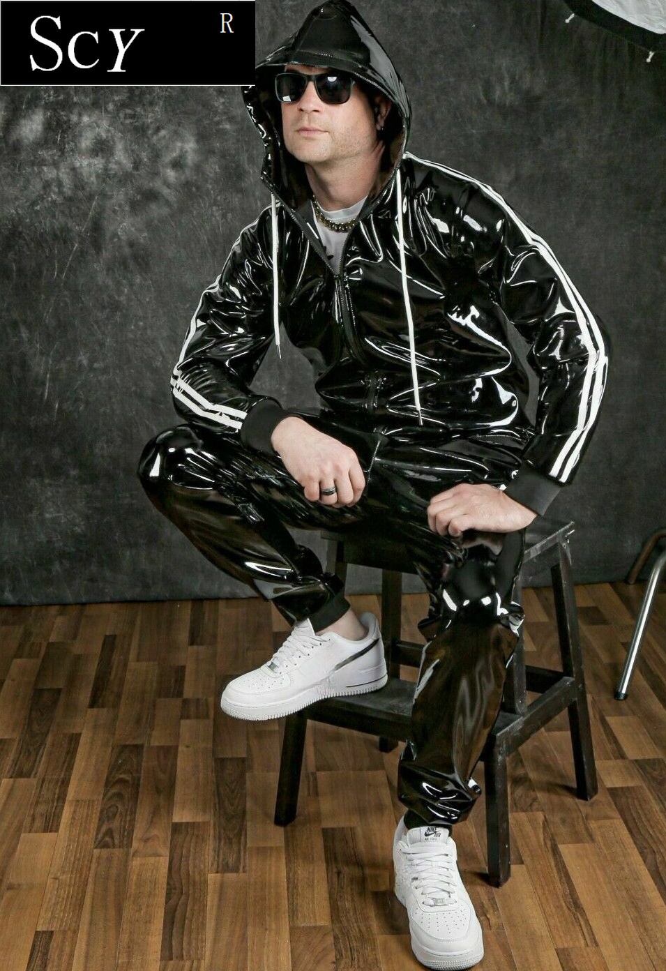 Masculino e feminino do plutônio do couro do hoodie terno lazer do hoodie do esporte com capuz de jogging terno