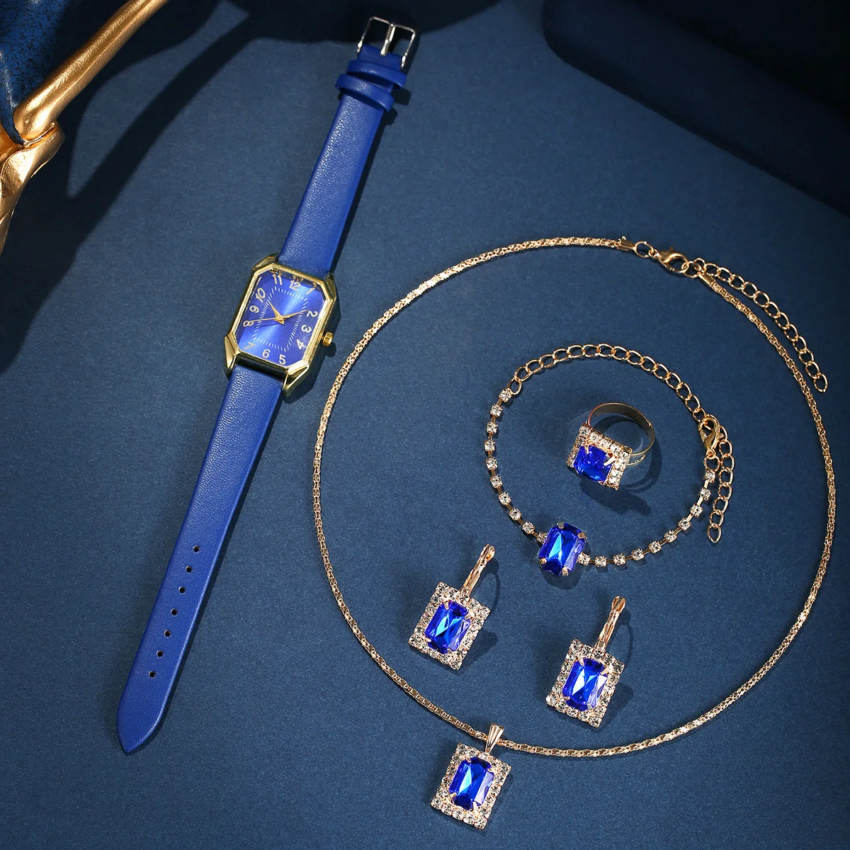 Montres carrées de luxe pour femmes, montre-bracelet à quartz pour dames, ensemble de bijoux classiques simples, marque de mode, 6 pièces, 5 pièces, 1 pièce