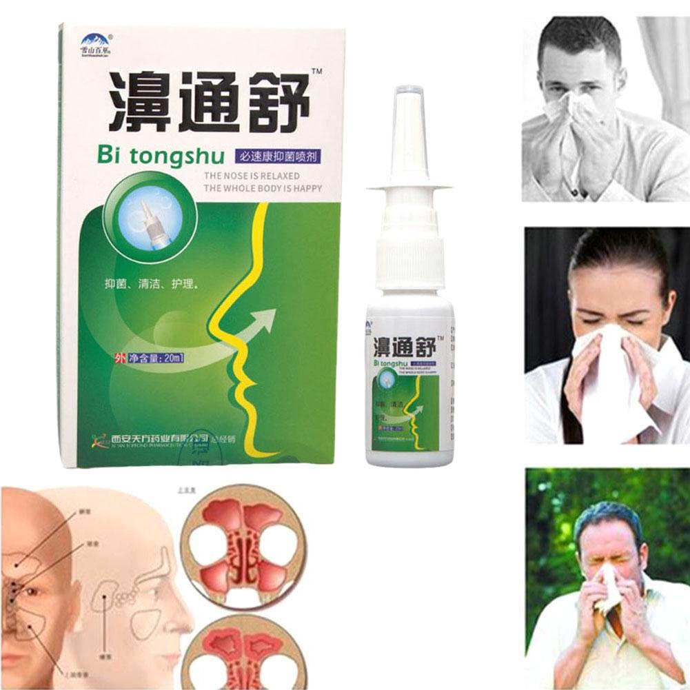 3 uds Xueshan Baicaotang Bi Tong Shu Bi Su Ning Spray Bi Shu Shuang Spray Nasal pegado y cómodo nariz calmante 20ml