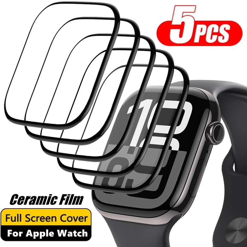 5 uds Protector de pantalla para Apple Watch 10 9 8 7 6 5 40MM 41MM 42MM 44MM 45MM 46MM película cerámica para IWatch Ultra 49MM no vidrio