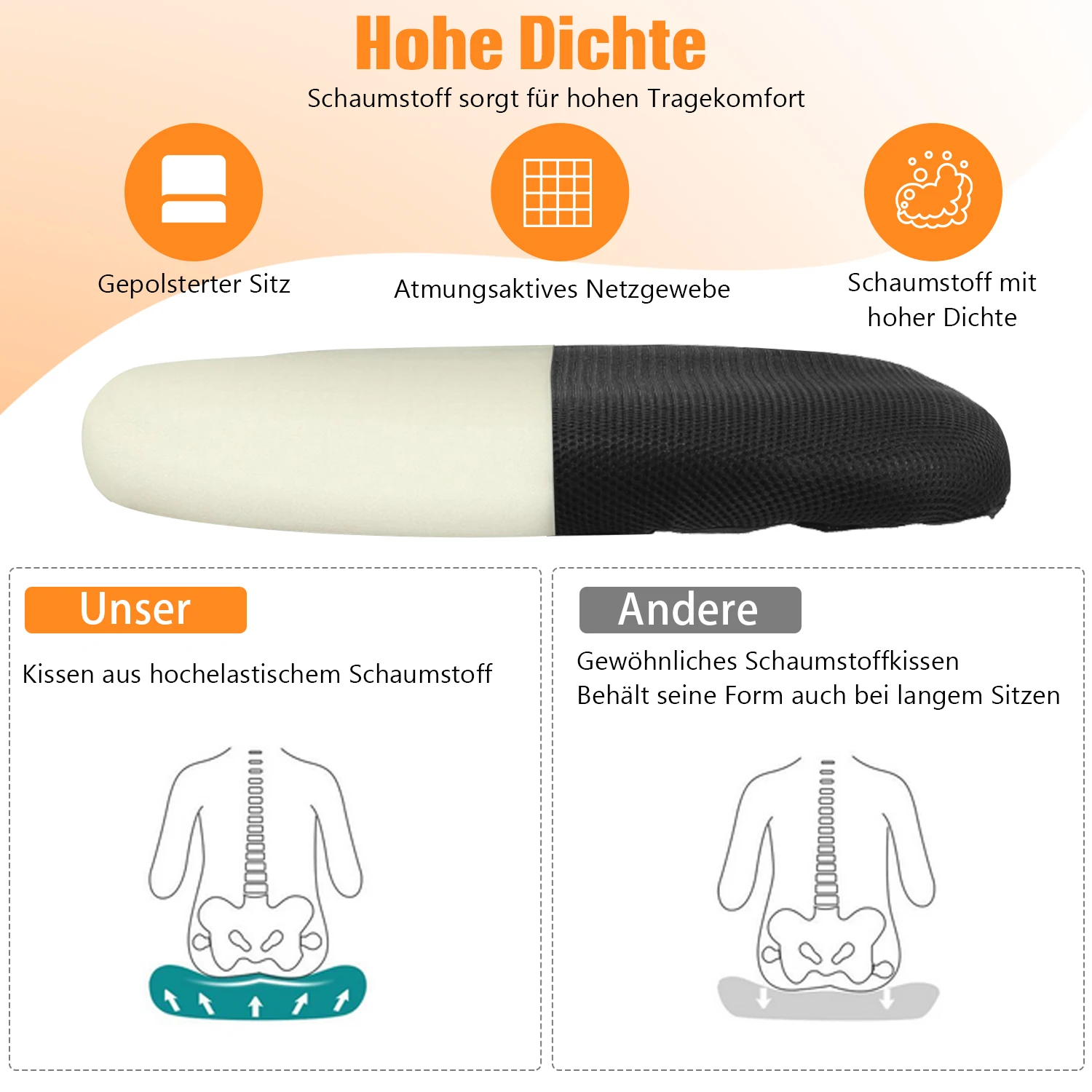 Bürostuhl mit Verstellbaren Armlehnen, Ergonomischer Schreibtischstuhl mit Netzbespannung, Lordosenstütze, Höhenverstellbarer, Gepolstertem Sitzkissen, 360° Drehstuhl, Schwarz