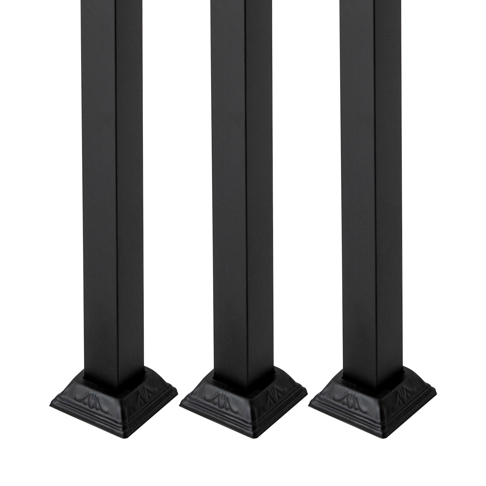 Stair Balusters Post, Black Square Metal Railing Spindles with Flat & Adjustable 270° Angle Bracket, Banister Column