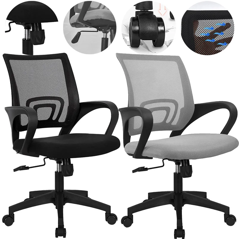 Sedia da ufficio Sedia per personale Ascensore Sedia da gioco girevole con braccioli Schienale ergonomico Mobili per ufficio Supporto lombare
