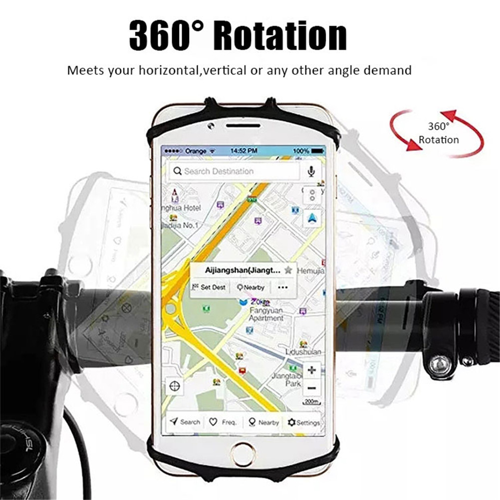 Universal Silicone bicicleta telefone titular, removível à prova de choque, Rotatable motocicleta Mount, guiador telefone titular, Acessório de bicicleta