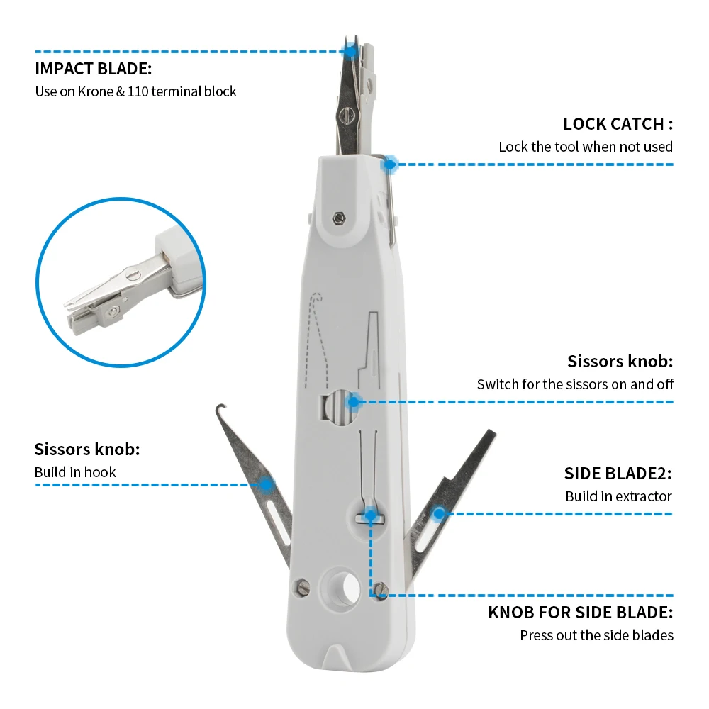 Multifunctionele Krone-type netwerkkabel Cat5 en telefooninbrenging Impact Terminal Tools 110 Punch Down Tool