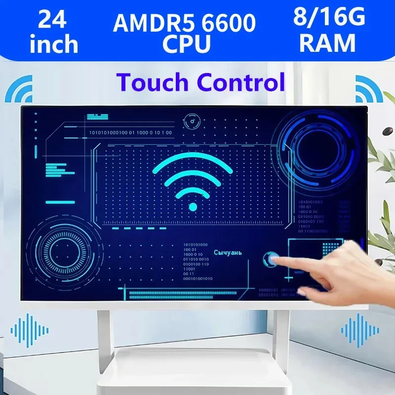 Pantalla táctil de 24 pulgadas 1K ordenador todo en uno R5 6600,RAM 8/16GB, SSD 256/5122/1024GB, Windows 11 Pro), blanco, teclado Inglés