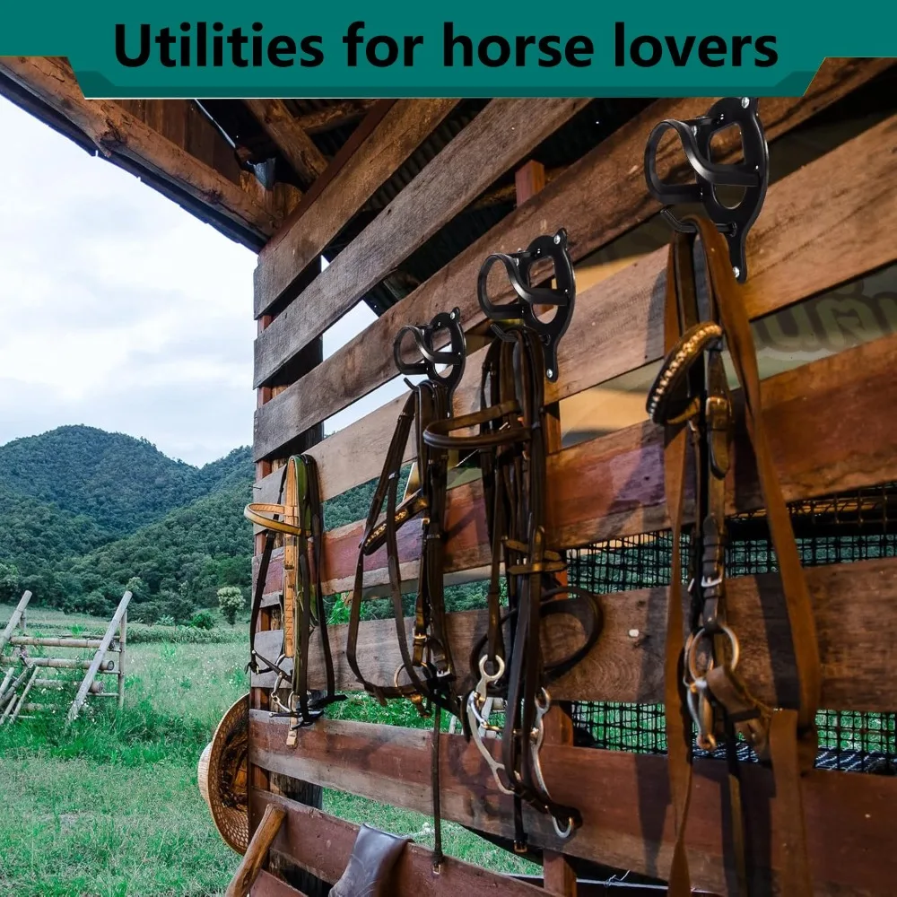 Durable With Hooks Metal Saddle Racks Pipes & Screws Multi-Functional Halter Hanger Wall Mounted Bridle Holder Horse Barn
